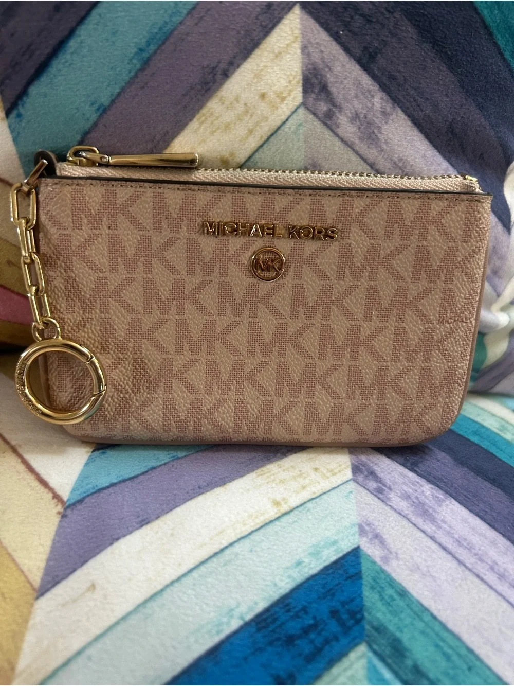 Michael Kors Jet Set Logo Zip Card Case Coin Pouch Blush
